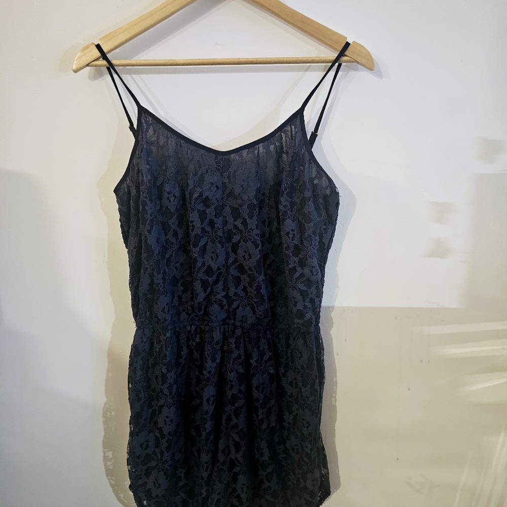 NWT New Glory Elegant Blue Lace Floral Romper, Summer, Festival